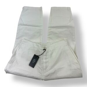 Eleventy White Linen Cotton Stretch Band Pants Women's Size US 8 EU 46 NWT